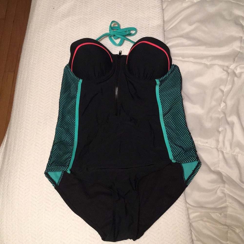 One piece zip up bathing suit